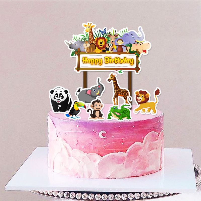 Topper cake happy birthday Animals