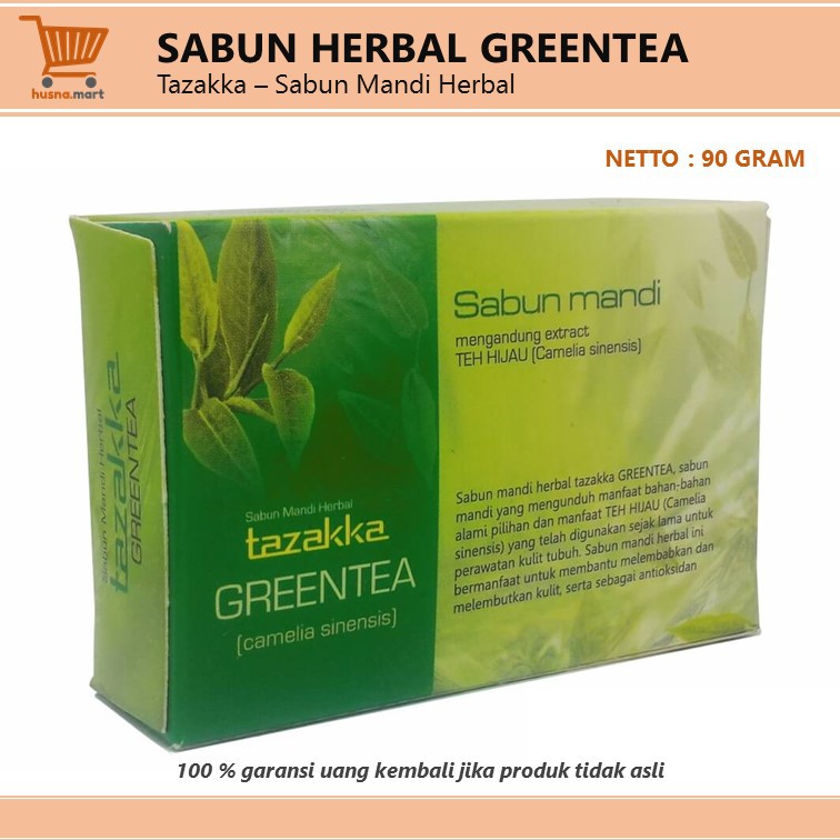 Green Tea Ekstrak Sabun Mandi Batang Herbal Tazakka 90 gr Detox Kulit Body Wash