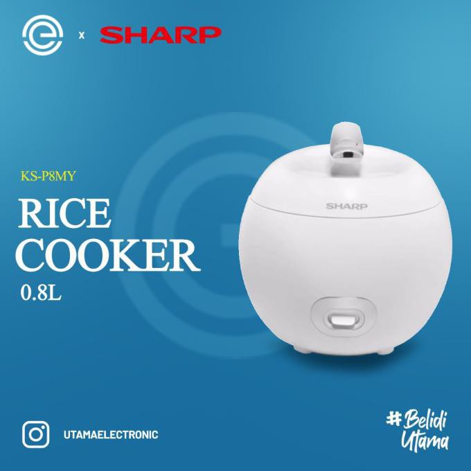 Sharp Rice Cooker Apple 0.8 Liter - Ks-P8My - Hijau Muda - Promo 