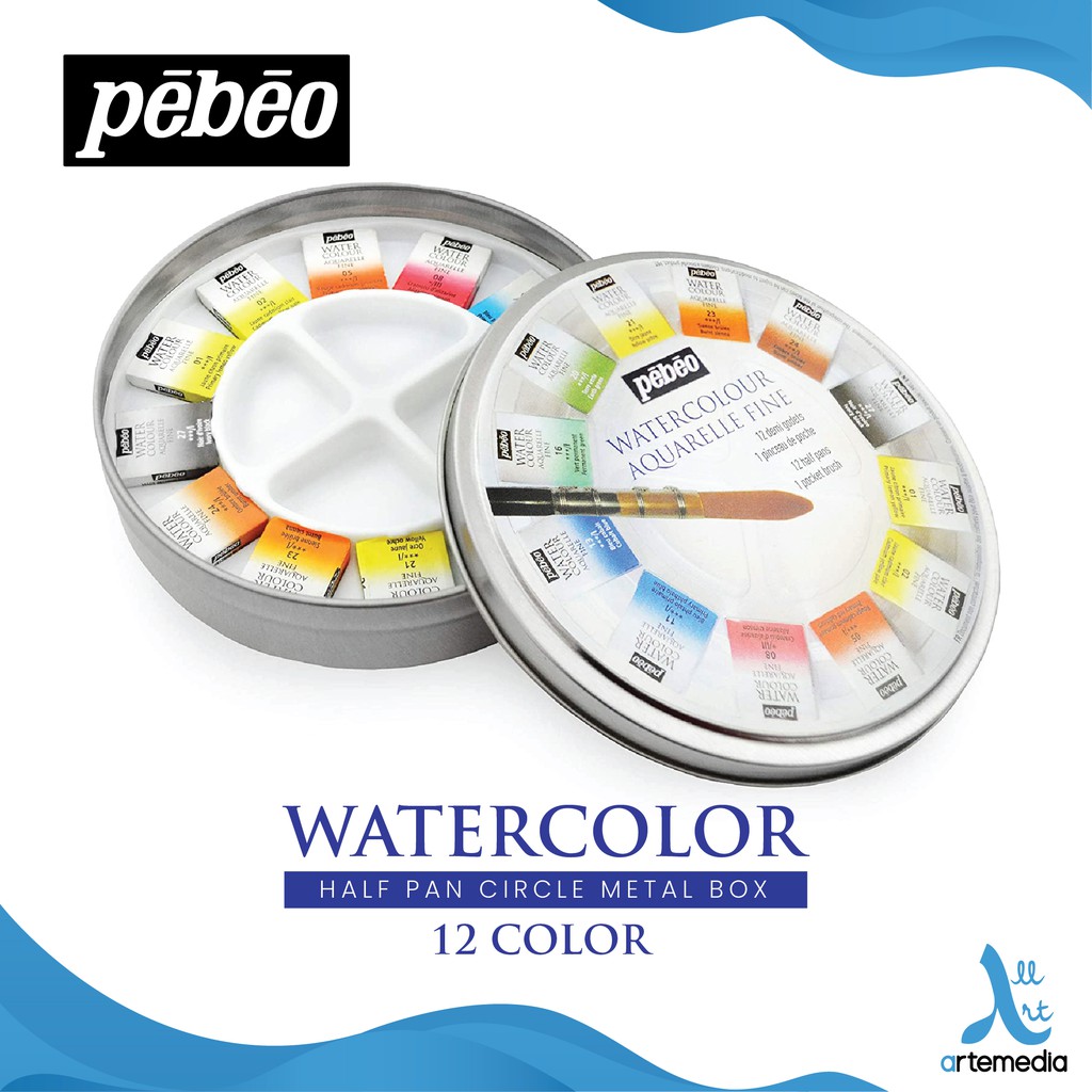

Pebeo Fine Watercolor 12 Half Pan Circle Metal Box