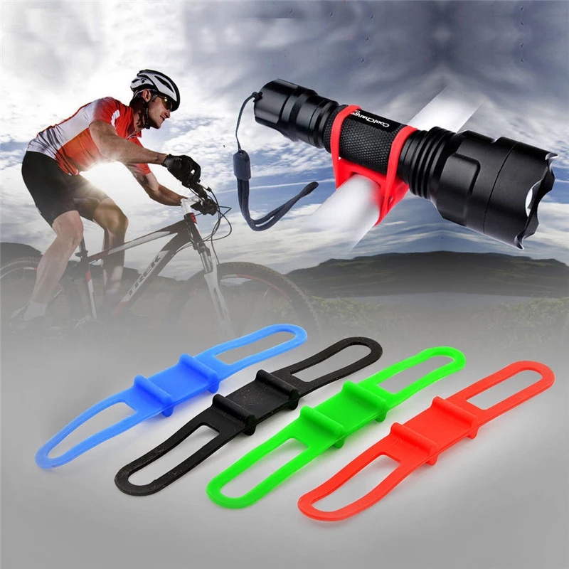 Strap Silikon Multifungsi Holder Senter / Handphone Untuk Sepeda Gunung / Motor