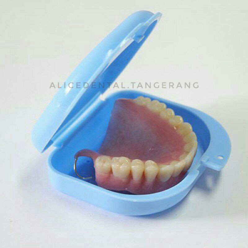 Kotak dental gigi palsu tempat wadah retainer behel denture box protesa prothesa ortho align lubang bolong orthodontic