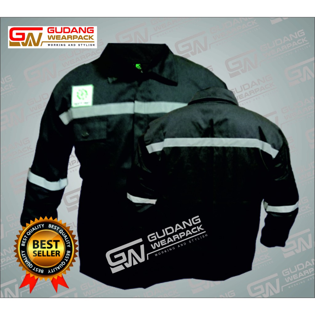 Wearpack ATASAN Baju Kerja Seragam Proyek Warna Hitam Polos