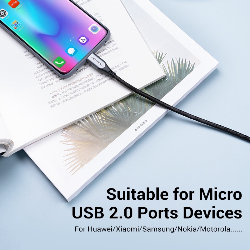 Vention Micro USB Cable 3A Fast Kabel Data Charging &amp; Data Sync Cable Nylon Braided Wire for Micro USB Mobile Phone Cables