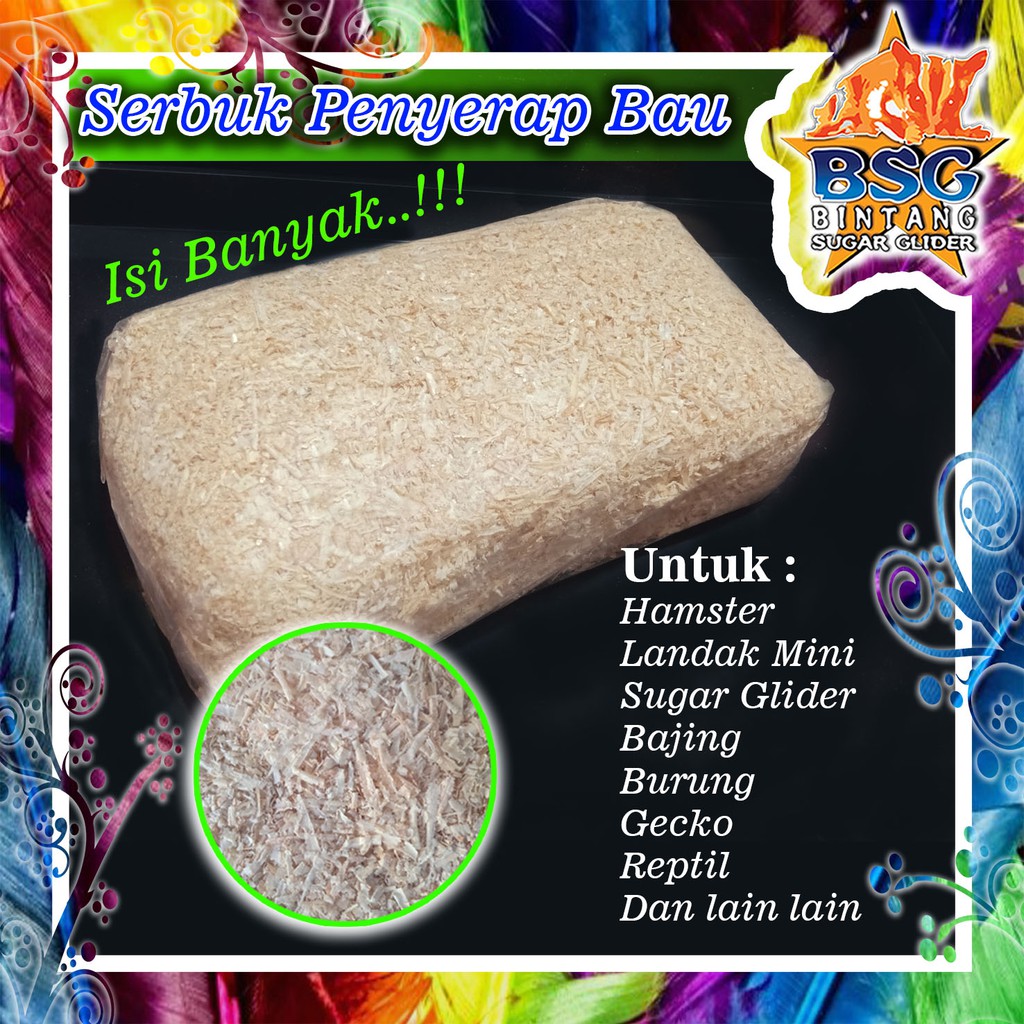 Serbuk Kayu Penyerap Bau Kandang / Hamster / Sugar Glider / Landak / Burung / Gecko / reptil dll-1