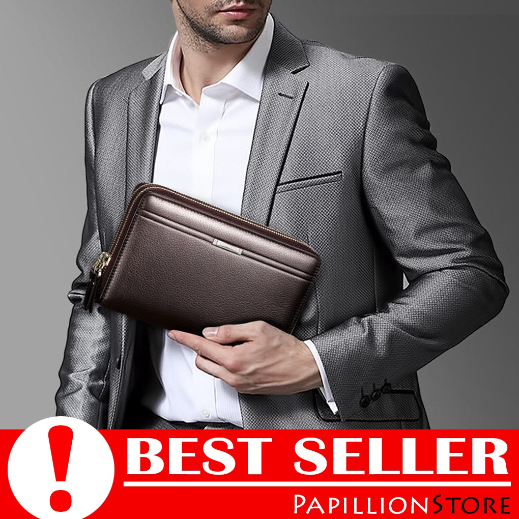 TERLARIS Tas Tangan Handbag Clutch Kulit Leather Pria / Cowok HandBag Dompet Panjang Import