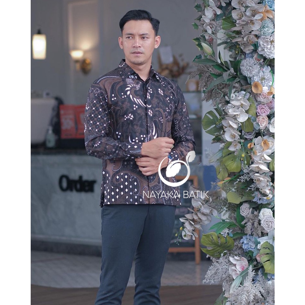 NAYAKA BATIK - KEMEJA BATIK COWOK - KEMEJA LENGAN PANJANG - KEMEJA DEWASA BATIK - KEMEJA BATIK KANTORAN KONDANGAN KATUN HALUS