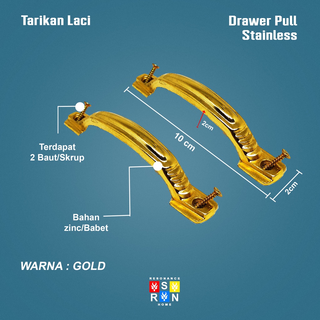 Tarikan Laci 4&quot; Gold l Handle Lemari Tangga Kuning 4&quot; Resonance Home