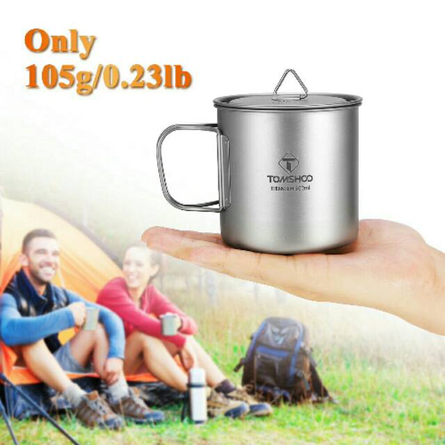 Tomshoo titanium 650ml ultralight portable pot mug cup camping outdoor gas canister