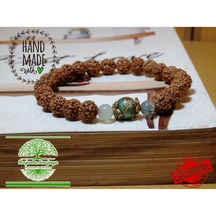 HUT RI SALE 8.8 Gelang Handmade Rajarta Kesehatan Fashion Rudraksha Kombinasi Kristal Model 01