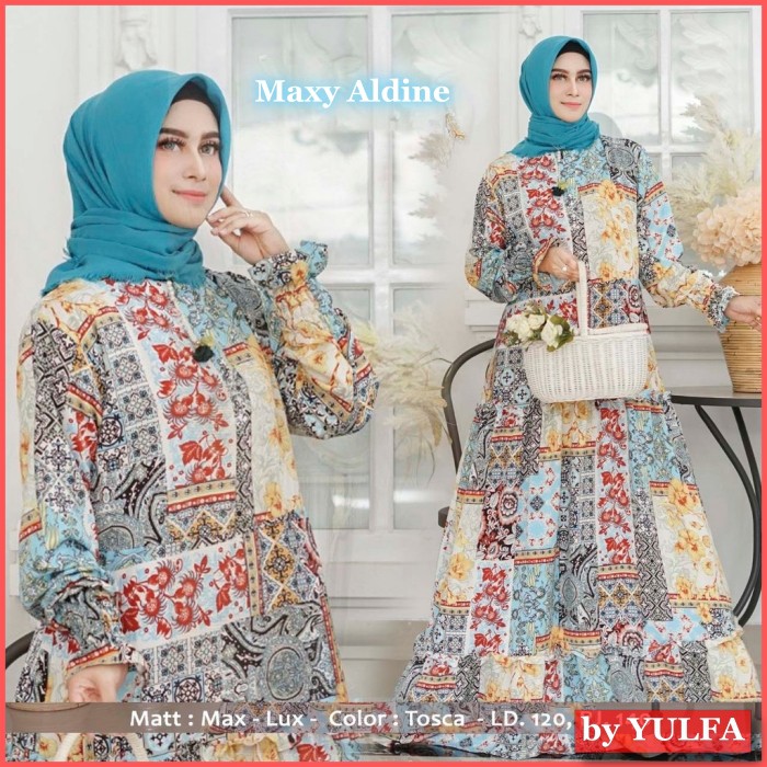 Gamis Terbaru 2021 Maxmara Motif Bunga Jumbo Wanita Kekinian 2021 Santai Formal Kondangan Lebaran
