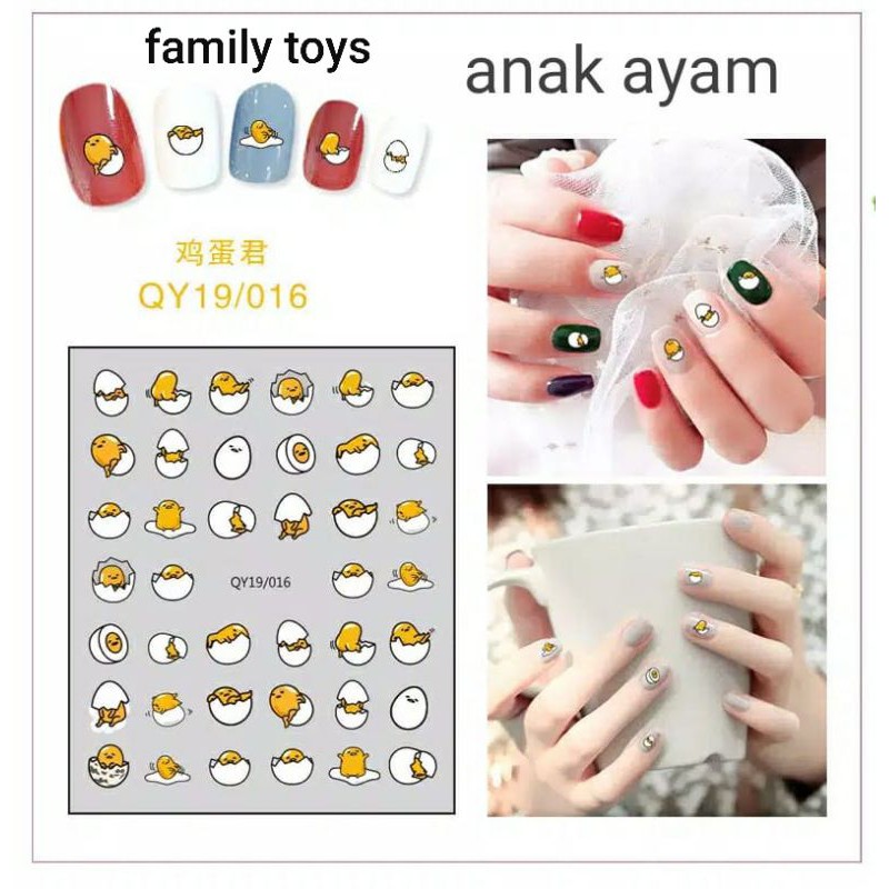 family games Stiker kuku 3d anak dewasa nail art sticker tempelan hiasan cat kuku