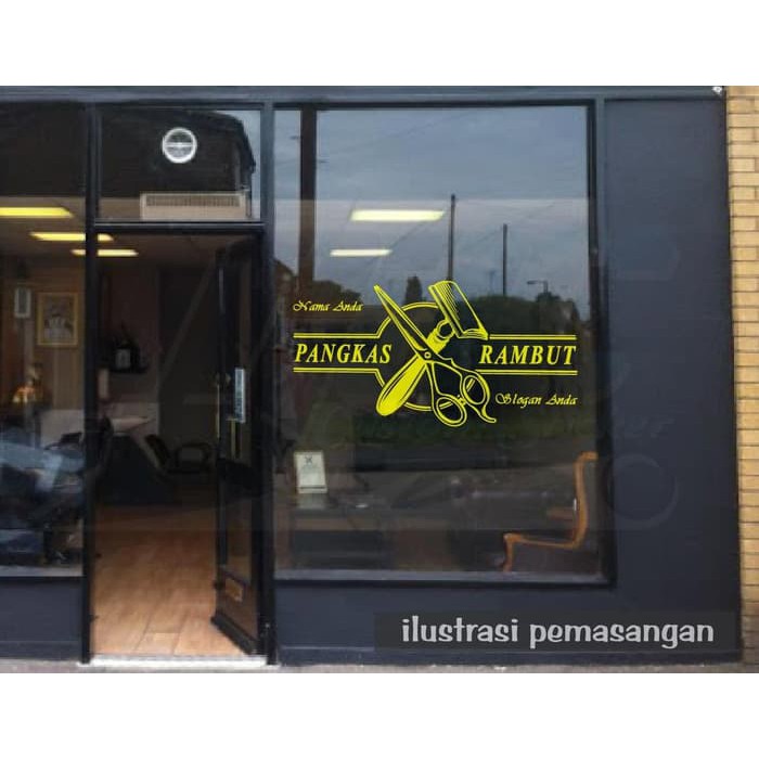 

CUTTING STIKER BARBERSHOP - TIPE 3 - CUSTOM NAMA & SLOGAN