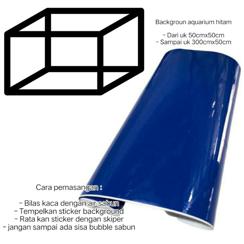 Background sticker skotlet scotlet aquarium biru tua polos aksesoris akuarium wallpaper