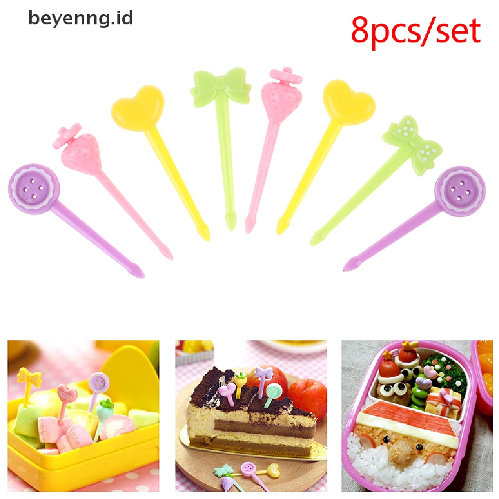 Beyen 8pcs Garpu Buah / Snack / Kue / Dessert / Bento Mini Untuk Anak