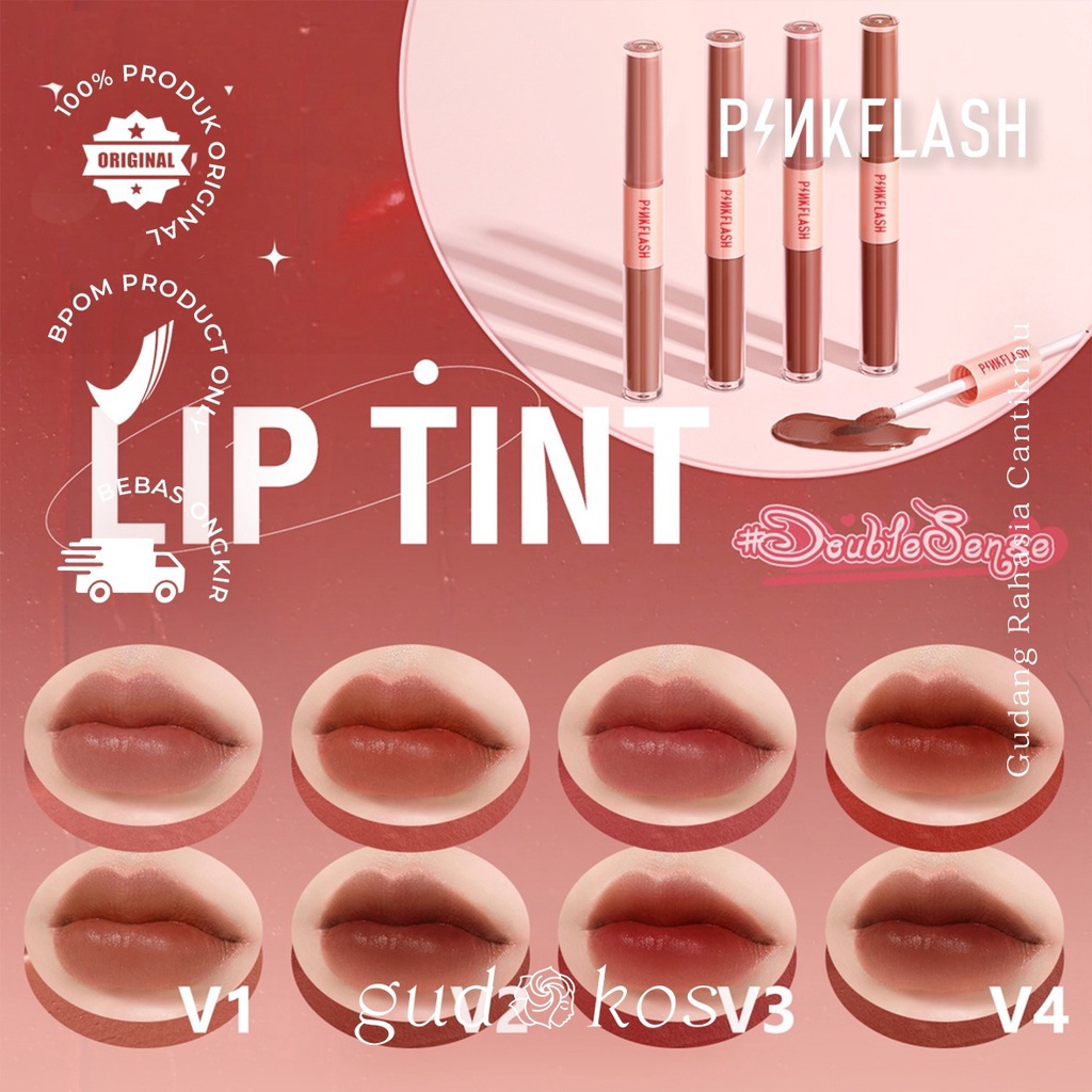 PINKFLASH DoubleSense 2 IN 1 Dual-Ended Lipstick Liquid Matte / Lipstick Velvet Tahan Lama