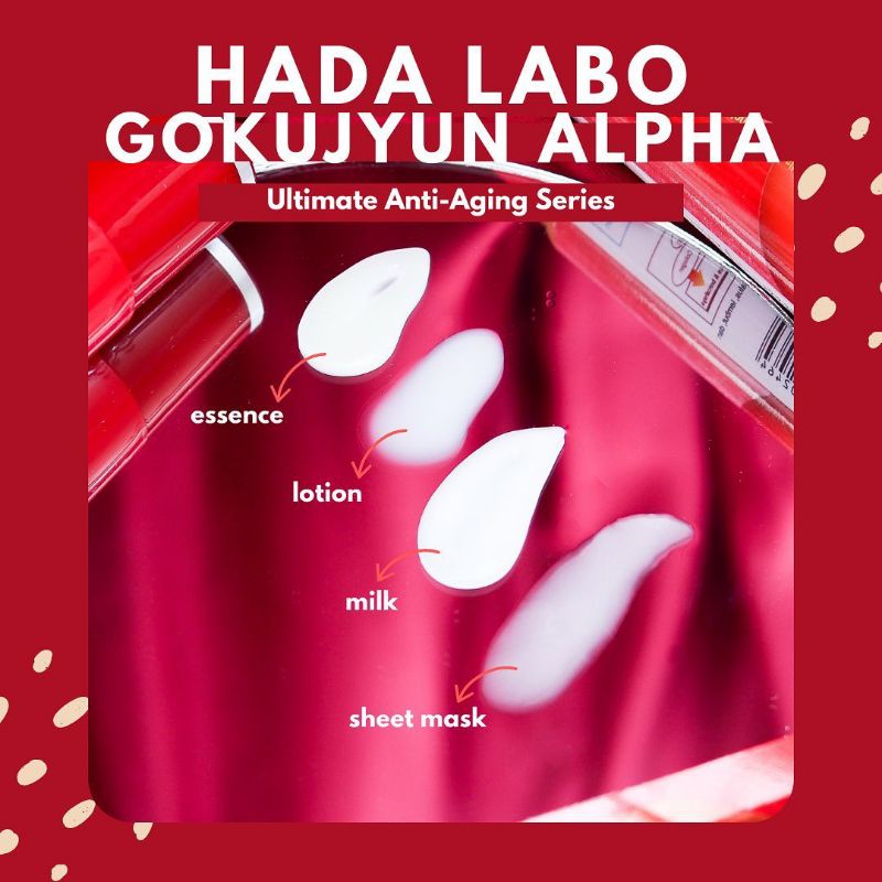 Hada Labo Gokujyun Alpha Ultimate Anti Aging Milk /lotion/toner/Starter pack/Alfa Premium