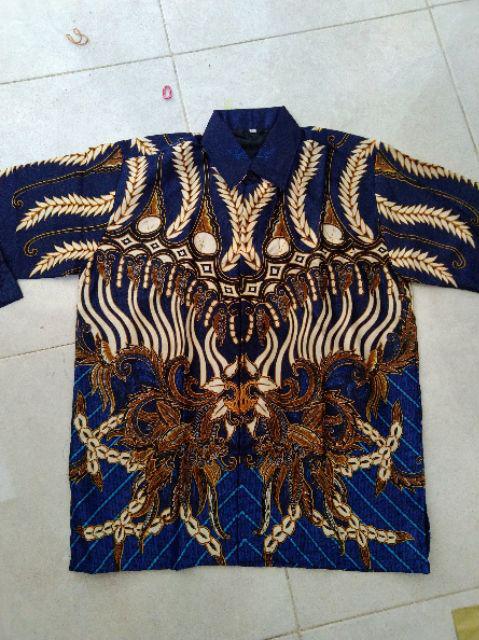 Batik Hrb0 Kenongo Kemeja Semi Sutra Pendek Pekalongan Padi M L Xl Xxl Sogan Prin Halus Kemeja Batik