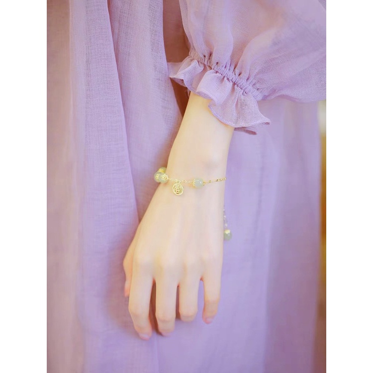 Gelang Giok Hetian Alami Gaya Retro Untuk Wanita