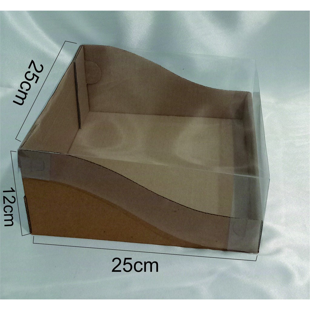 

Box Lengkung Full Tutup Mika 25x25x12 cm/ DIE CUT/ Box Puding Box Cake (10pcs)