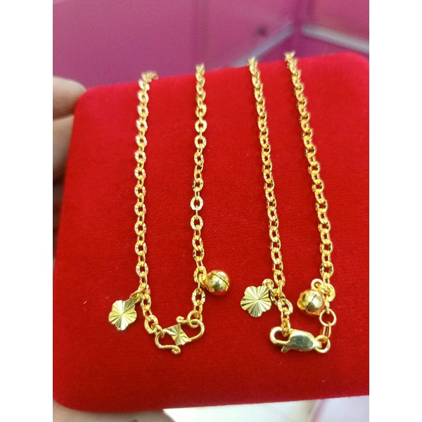GELANG KAKI NORI UKIR DEWASA PERAK 925 LAPIS MAS