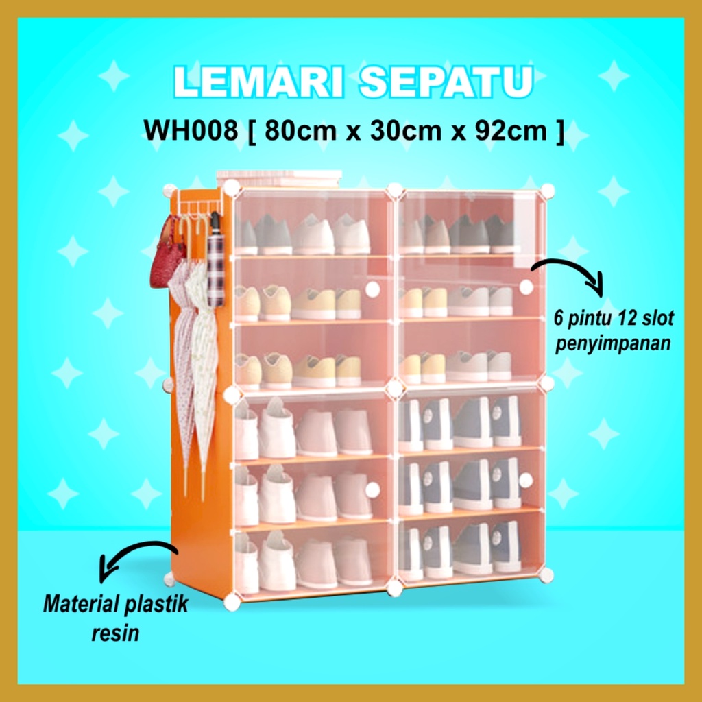 Rak Sepatu Anti Debu 12 Susun Portable Serbaguna Kotak Sepatu Portable Lemari Penyimpanan Sepatu Multilayer GOSHOP88