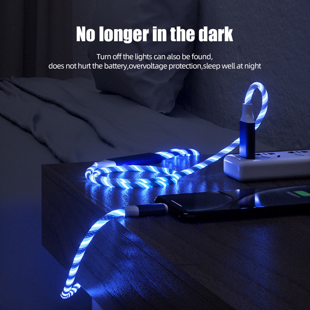 3in1 Kabel Data / Charger Micro Usb / Tipe-c 5a Fast Charging Dengan Lampu Led Untuk Android