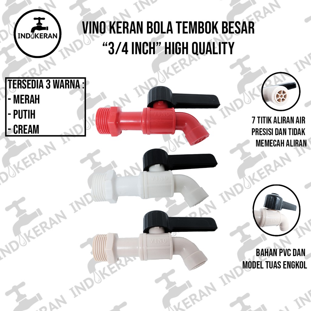 VINO - Kran Air Bola Tembok Besar - 3/4 Inch - High Quality