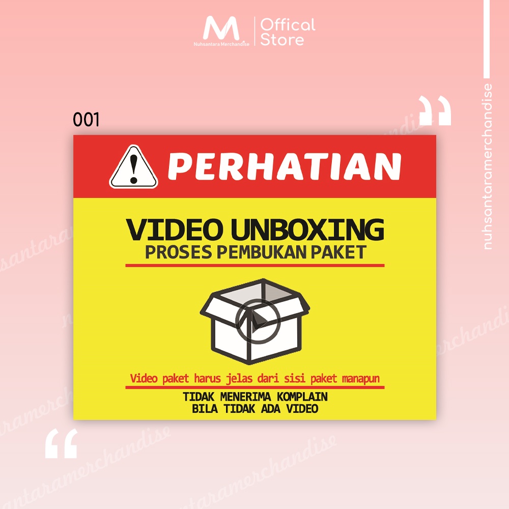 Sticker Unboxing Pengiriman Stiker Fragile Wajib Video Unboxing Stiker Segel Unboxing paket Olshop-001
