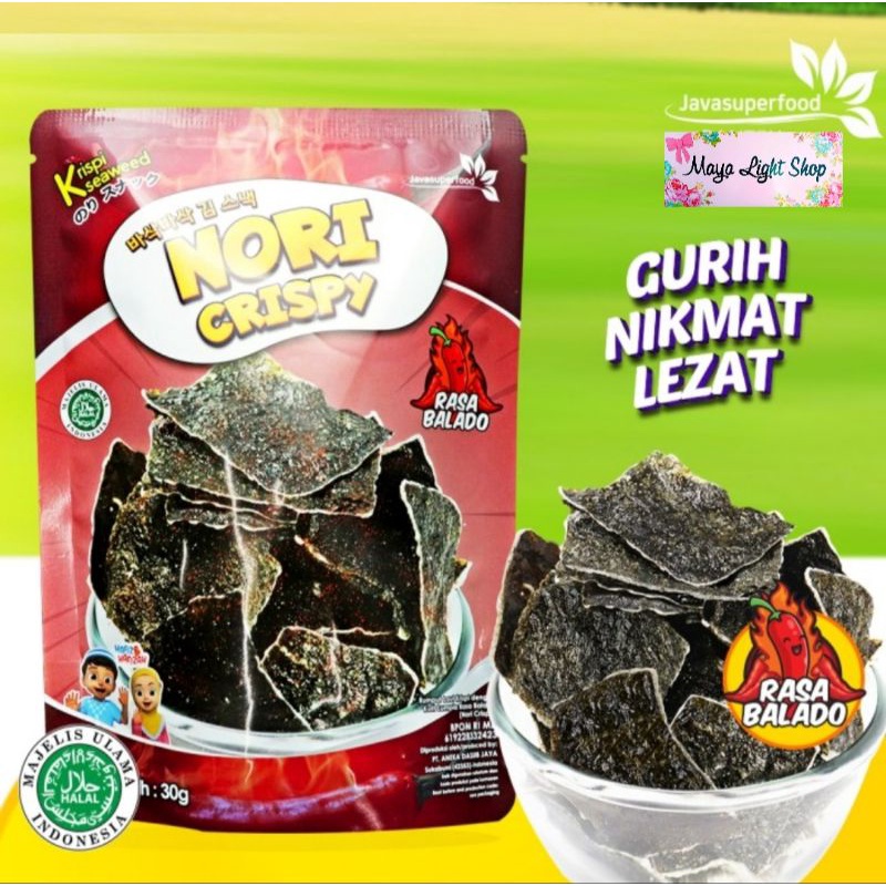 Nori Crispy Snack rumput laut mamasuka rumput laut snack seafood rice paper barbeque balado garing cemilan seaweed snack seafood murah halal