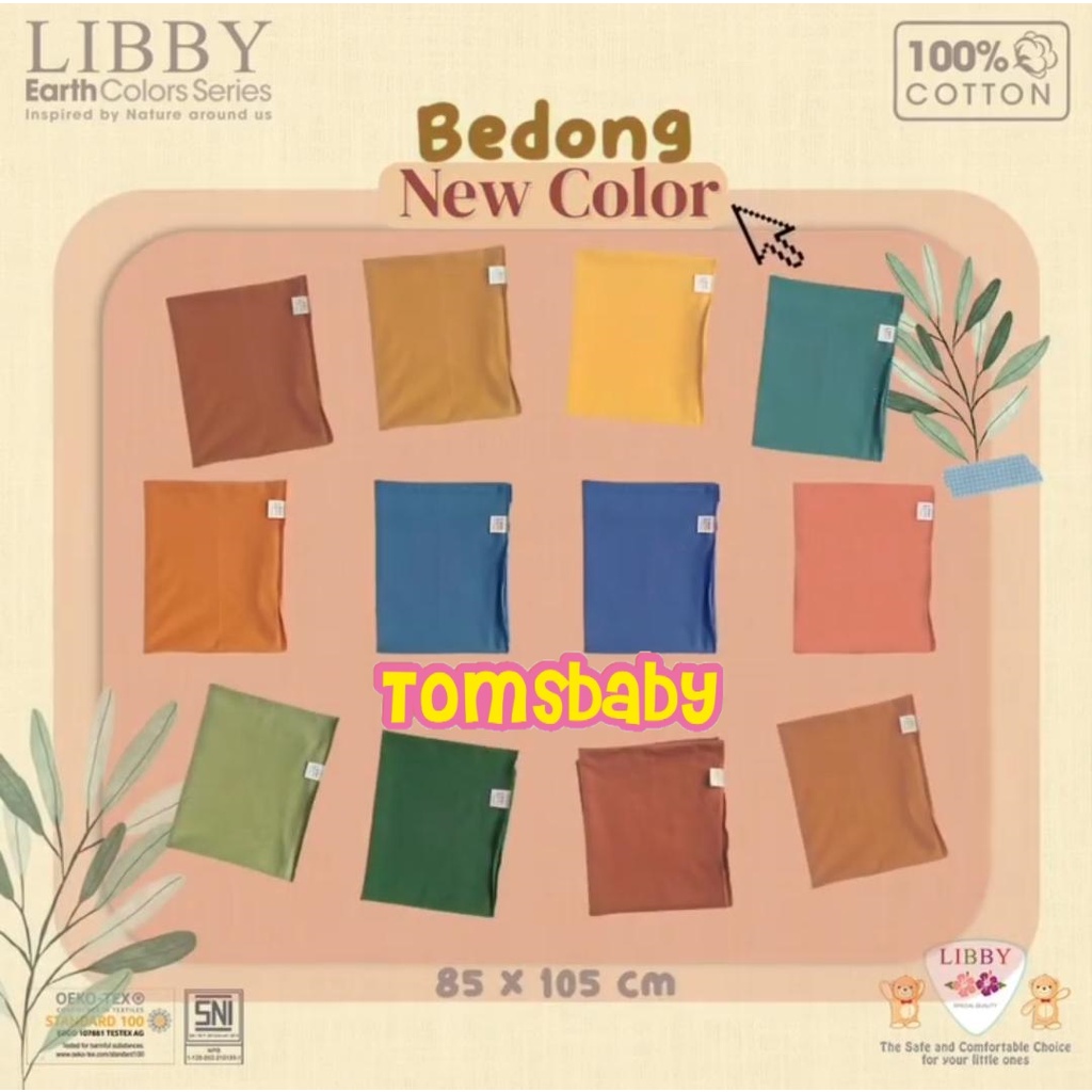 LIBBY 1pcs Bedong Swaddle COMFY SET Earth Series Color Bayi Swadle Baby 85x105 cm