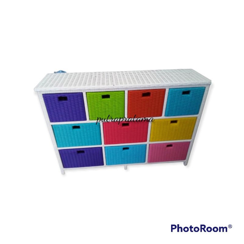 Lemari rotan sintetis laci 10