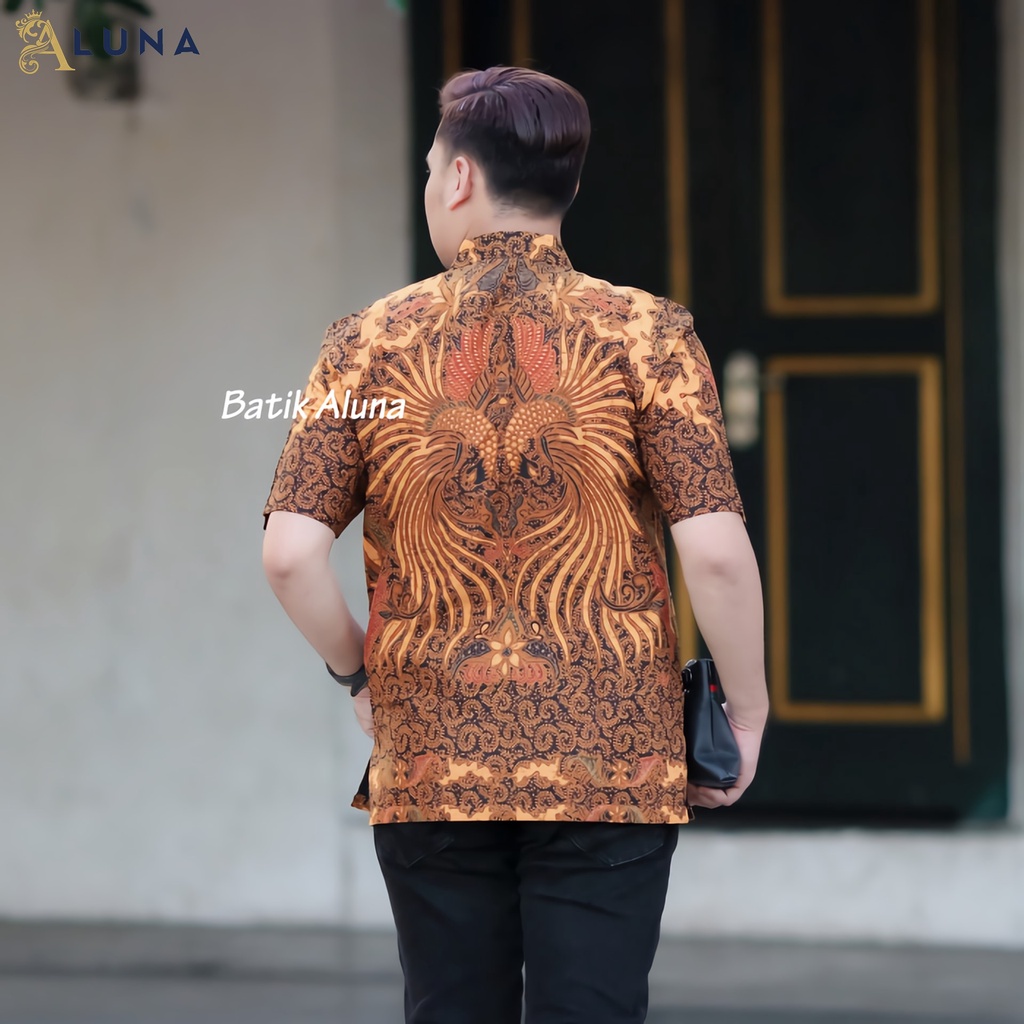 BAJU BATIK PRIA DEWASA LENGAN PENDEK TERBARU 2021 BATIK COWOK MODERN ASLI BATIK ALUNA PD 018