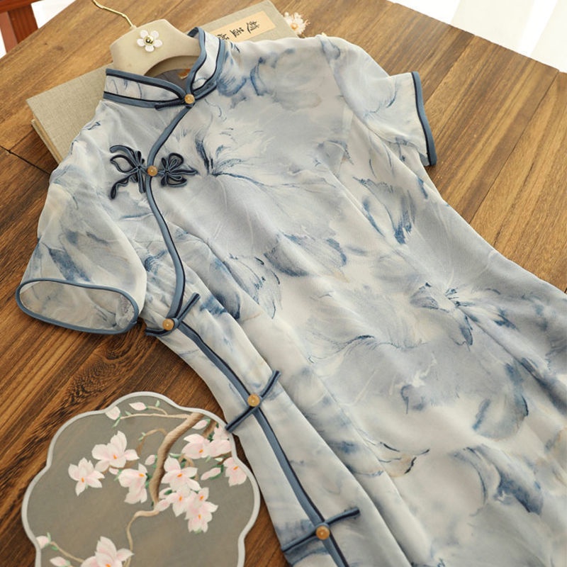 Summer dress female 2022 new large fat sister pure desire style Hanfu temperament thin improved cheo