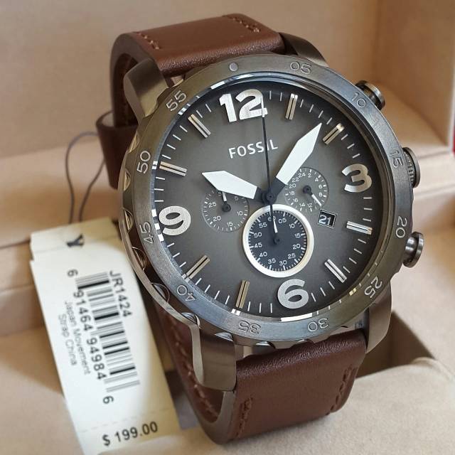 Jam tangan pria Fossil nate JR kaleb kulit coklat