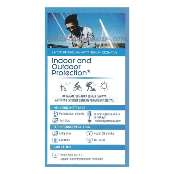 Lensa Essilor Elements Bluechromic Indoor Outdoor Protection UV420