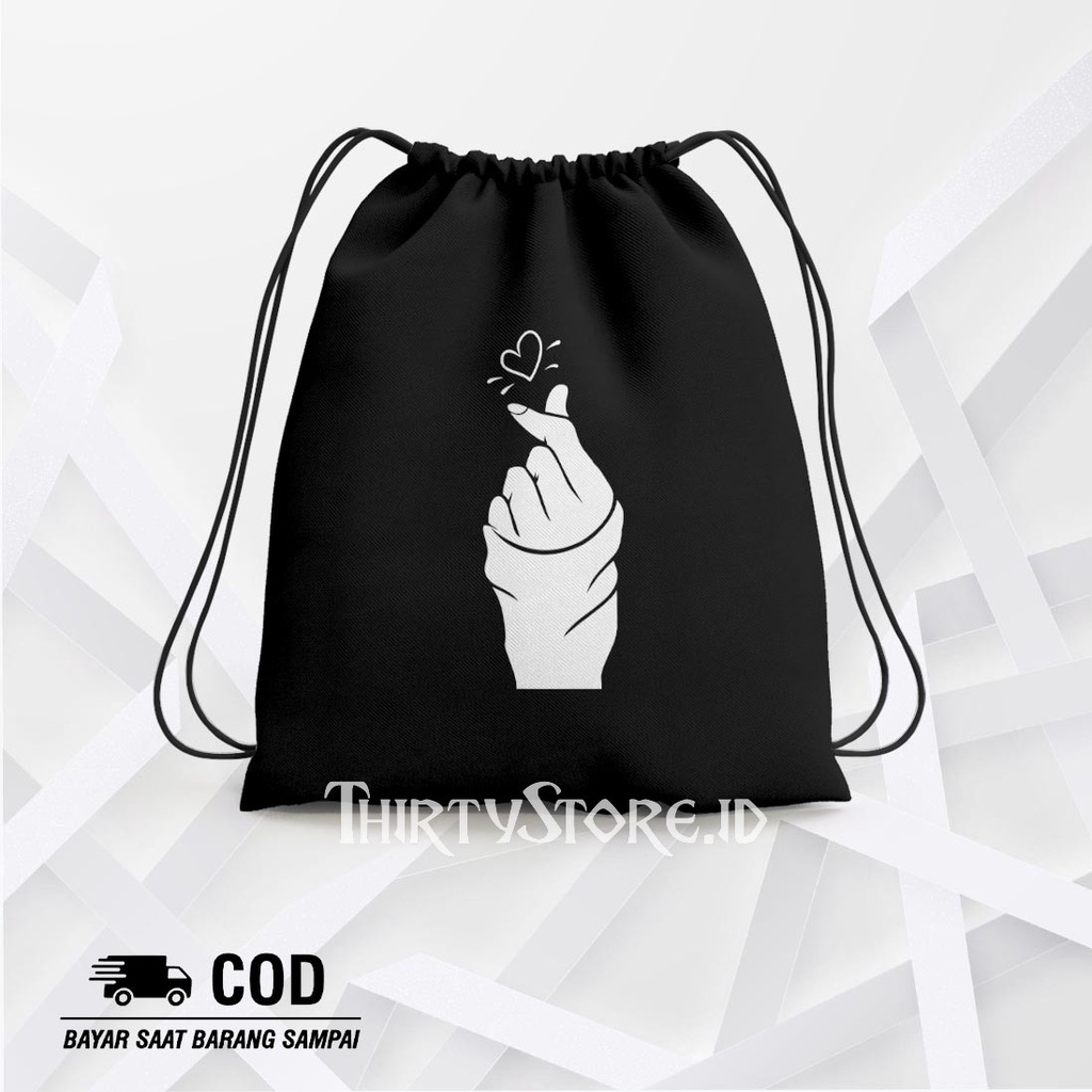 Tas Serut String Bag Love Sign - Drawstring Bag Waterproof | Thirty Store.Id