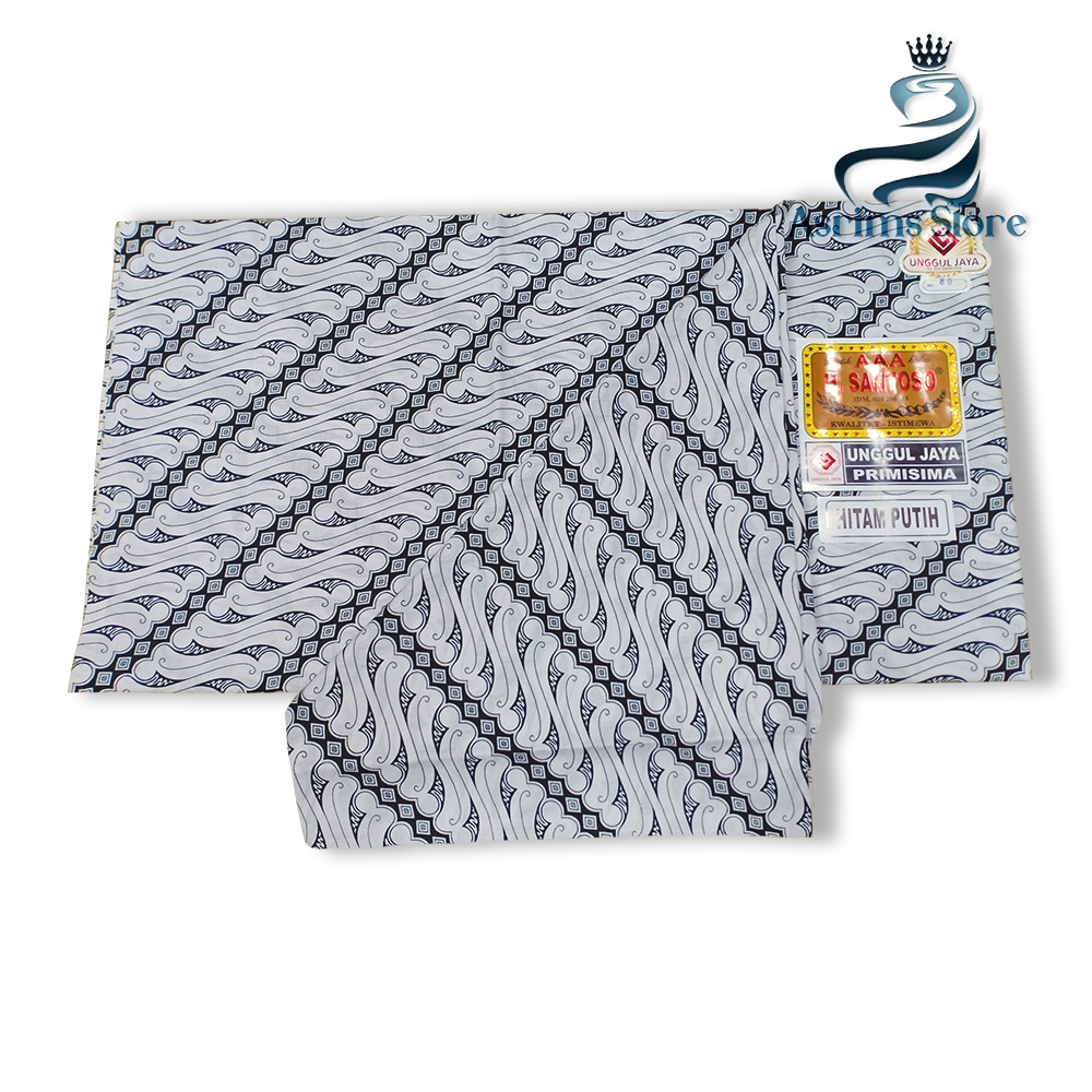 Kain Batik Jogja Jarik Batik Samping Kebat Jogjaan Hitam Putih Santoso AAA Premium Original-54AAA