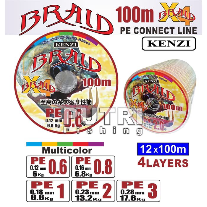 PE KENZI BRAID X4 100M CONNECTING