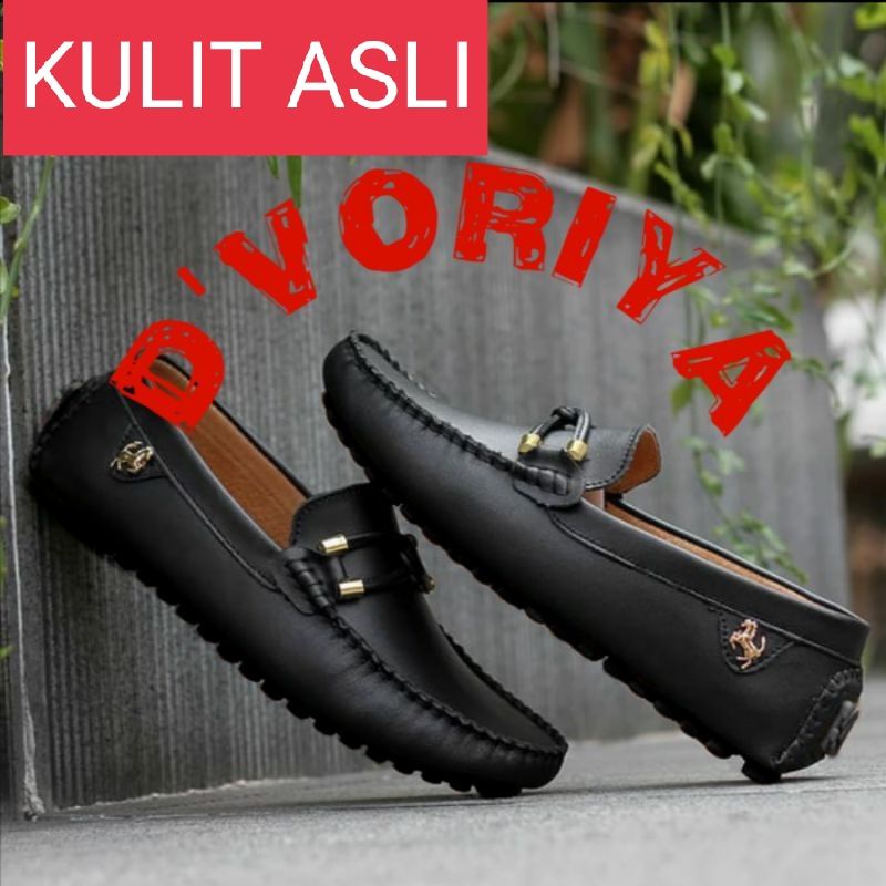 SEPATU PANTOFEL KULIT ASLI MURAH FORMAL CASUAL KERJA KANTOR SANTAI LOAFER SLIP ON PRIA WANITA FERARRI