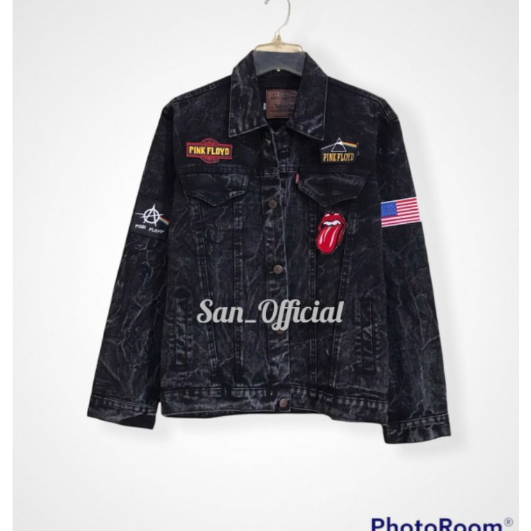 JAKET DENIM Keren / JAKET JEANS Pria Keren MURAH Kualitas Premium PATCH Sudah Terpasang (Bisa COD)-SB PINKFLOYD-R.STONE