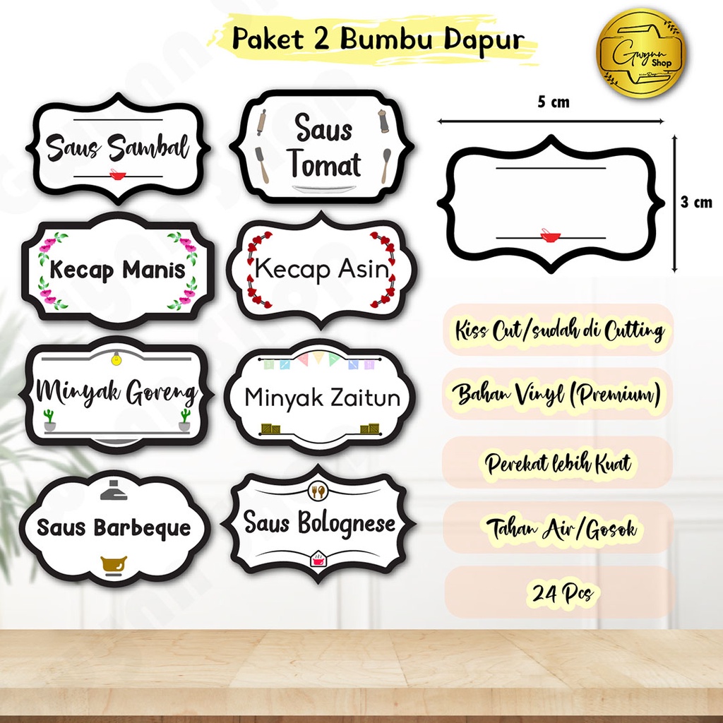 

Label Stiker Bumbu Dapur Waterproof (5x3 cm) Paket 2