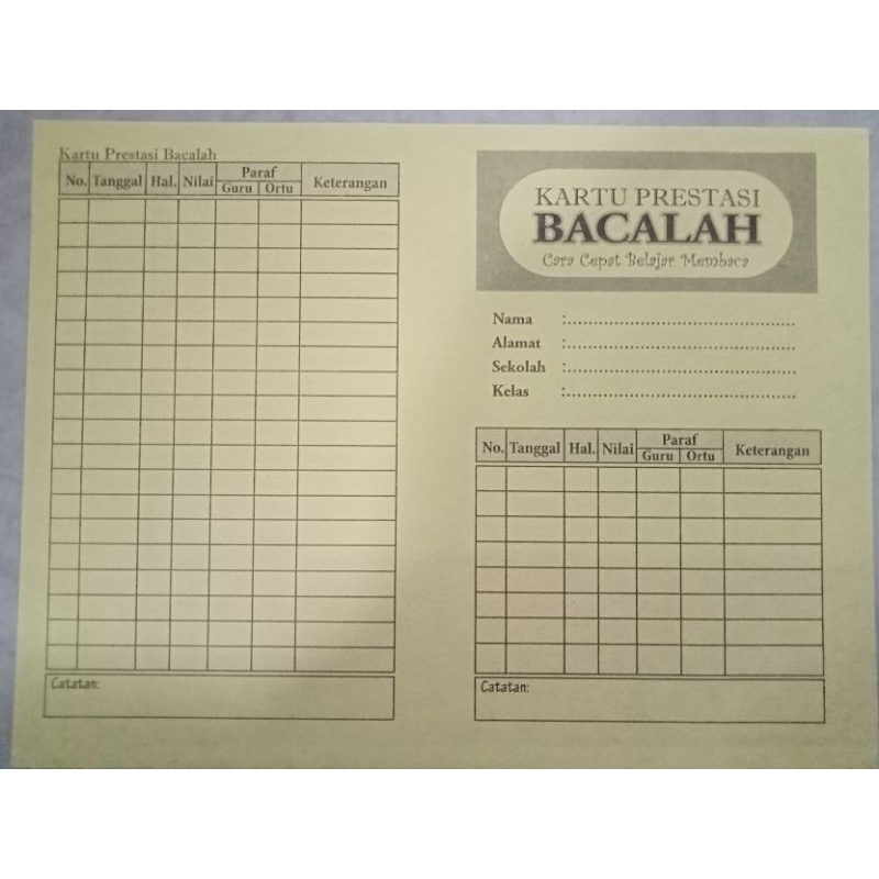 

HJK Kartu Prestasi Bacalah 50 Pcs Bahan BC Pindo