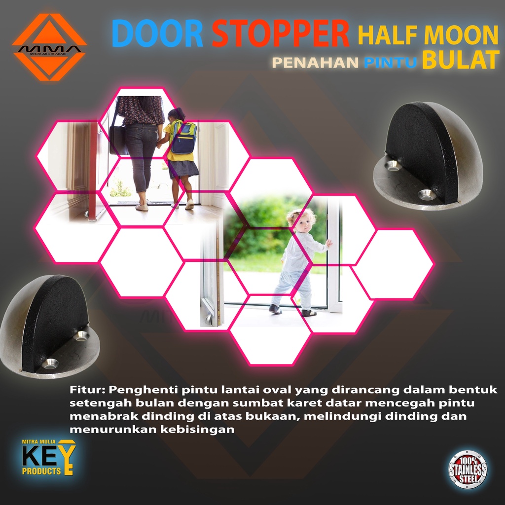 Door Stopper Bulat Stainless | Penahan Pintu Bulat Keong Door Stop