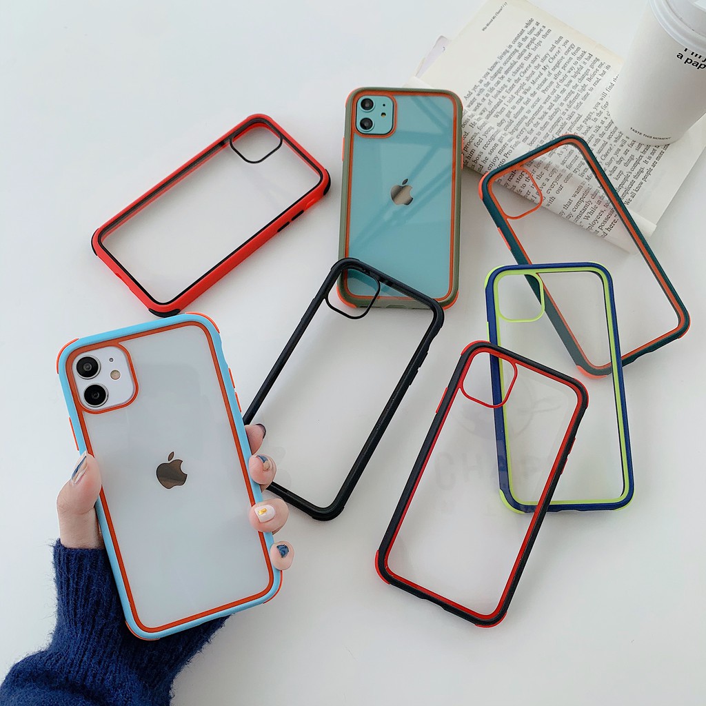 Casing Transparan Shockproof Warna Pastel untuk iPhone 11