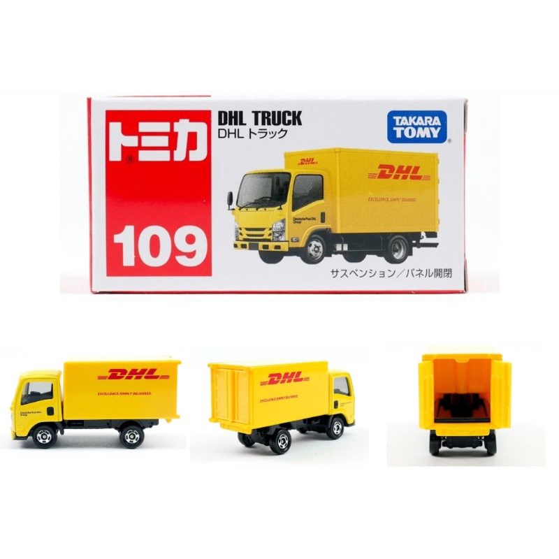 Tomica reguler 109 DHL Truck Miniatur Diecast truk barang DHL