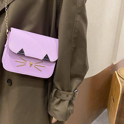 ✾ Tas Selempang Wanita Import Lucu Motif Kucing Tali Rantai Fashion - Tas Wanita ✵