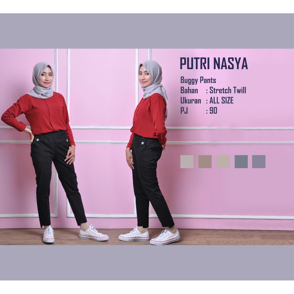 Celana kerja wanita model audi pants bahan tuwil strech tebal pilihan 6warna al size m.l.xl.75kg