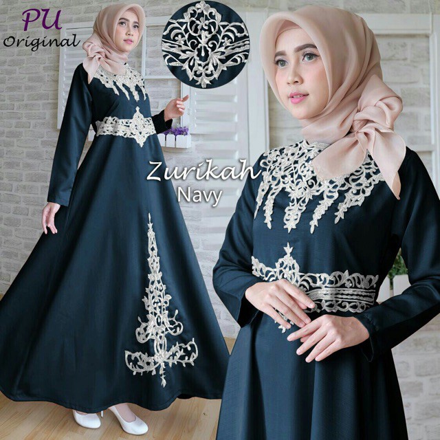 TERKINI/maxi zurikah balotelli bordir ori Pu - MAXI DRESS MUSLIM SYARI PESTA