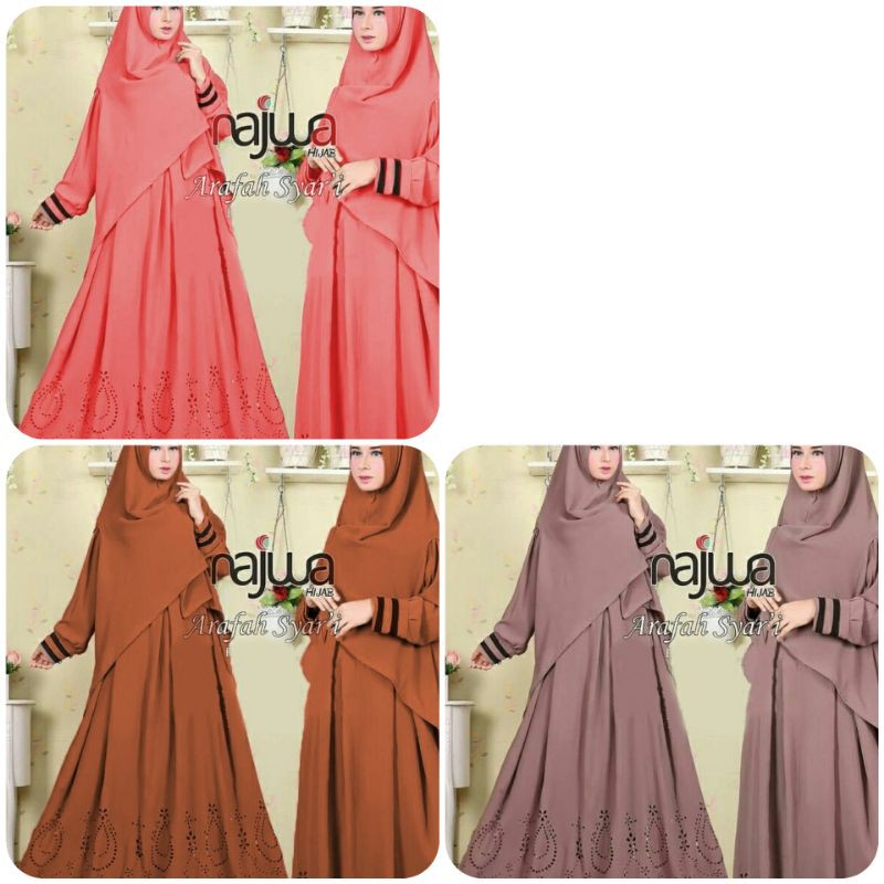 SS-Gamis Syar'i Najwa + Hijab/Gamis Polos/Syar'i Polos/Gamis Busui/Fashion Muslim